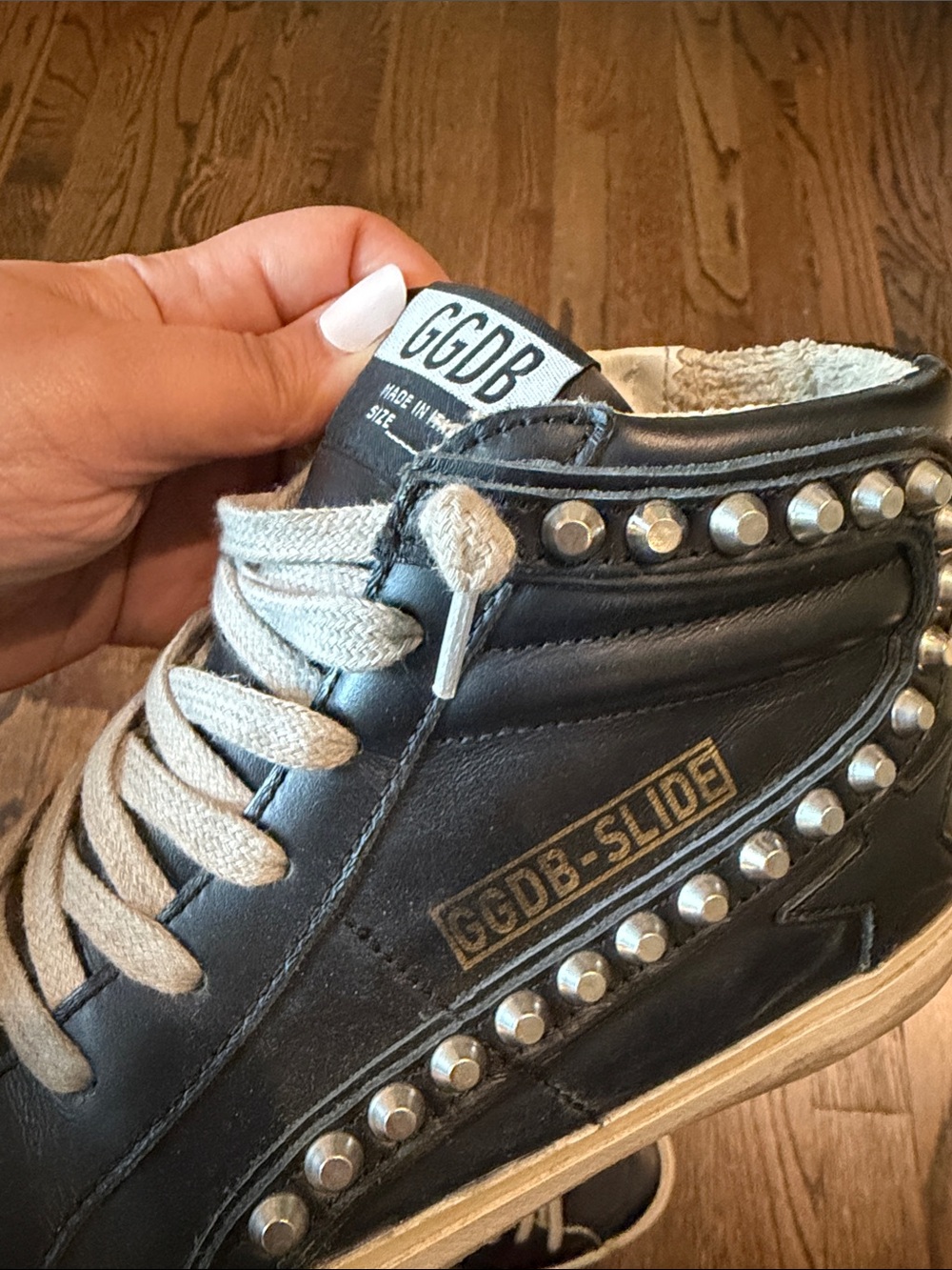 Golden Goose studded Black High-Top Sneakers with zip - Picture 2 of 7